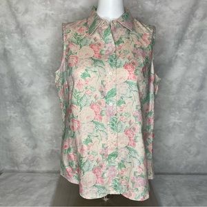 Lauren Ralph Lauren Flower Sleeveless Button Down Size M